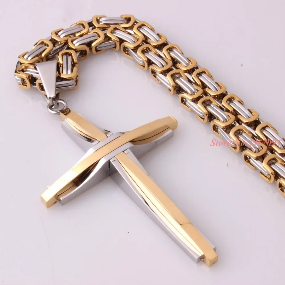 Мужская цепочка из нержавеющей стали с кулоном в виде Креста Иисуса|cross pendant|link