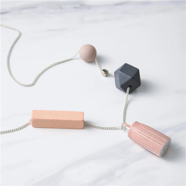 Women Leather Tassels Long Necklaces Sweater Chain Cute Mixed Colors Geometric Squares Pendant collares mujer kolye | Украшения и