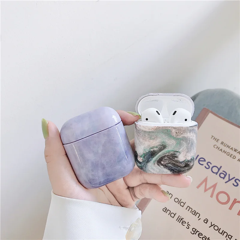 Роскошный Твердый чехол с мраморным узором, защитный чехол для Airpods, аксессуары, Жесткий Чехол для Apple Airpods, сумки для зарядки