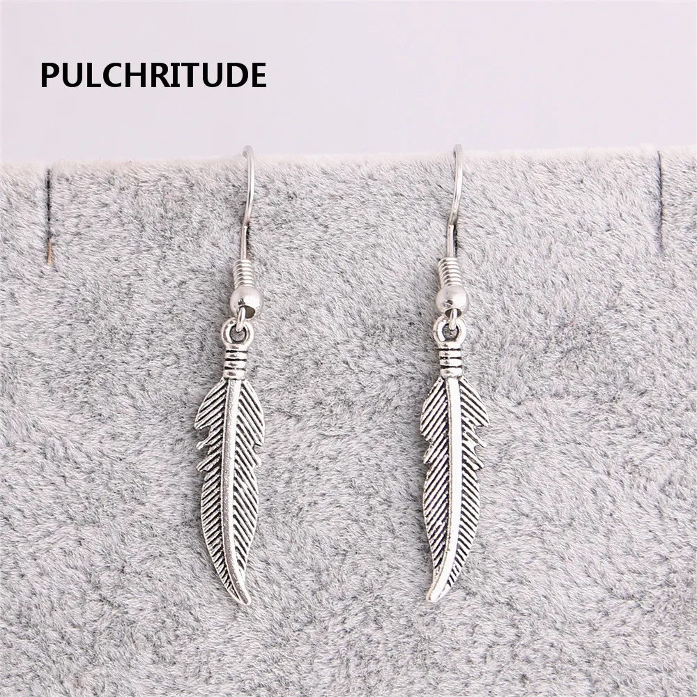 PULCHRITUDE 20 шт./лот металлический сплав Цинковый античный бронзовое перо подвеска в