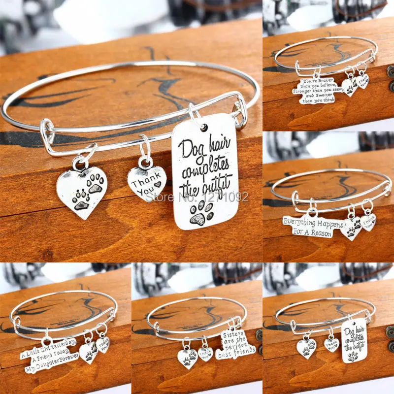 Милый браслет с подвесками в виде лапы питомца и сердца|letter moulds|bracelet discountbracelet roots |