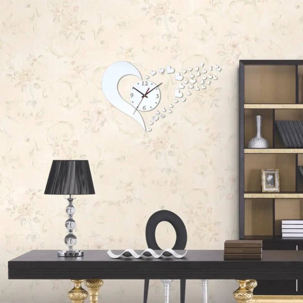 Home decor старинные современный diy 3d декоративные зеркала настенные часы sticker для