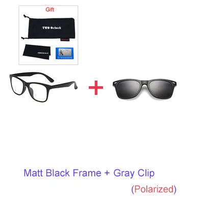 1 Frame Gray Clip Два оклока, магнитное солнцезащитное стекло, es, для женщин, на застежке, солнцезащитное стекло, для мужчин, поляризационное, UV400 TR90, 3D, для ночного видения, диоптрийное, по рецепту, стекло C2208 - Цвет линз: 1 Frame Gray Clip