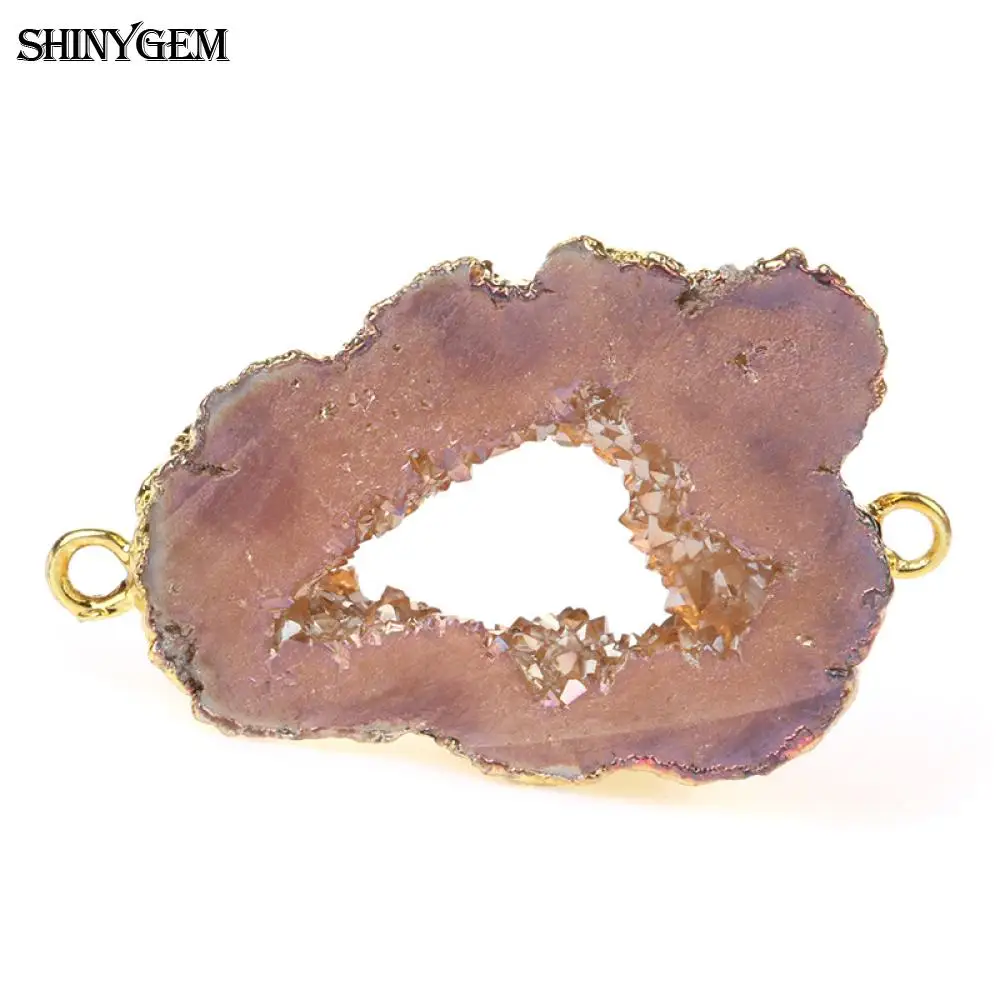 ShinyGem бразильский позолоченный Druzy Соединитель неправильное сырье натуральный камень, соединитель Подвески для изготовления ювелирных изделий оптом