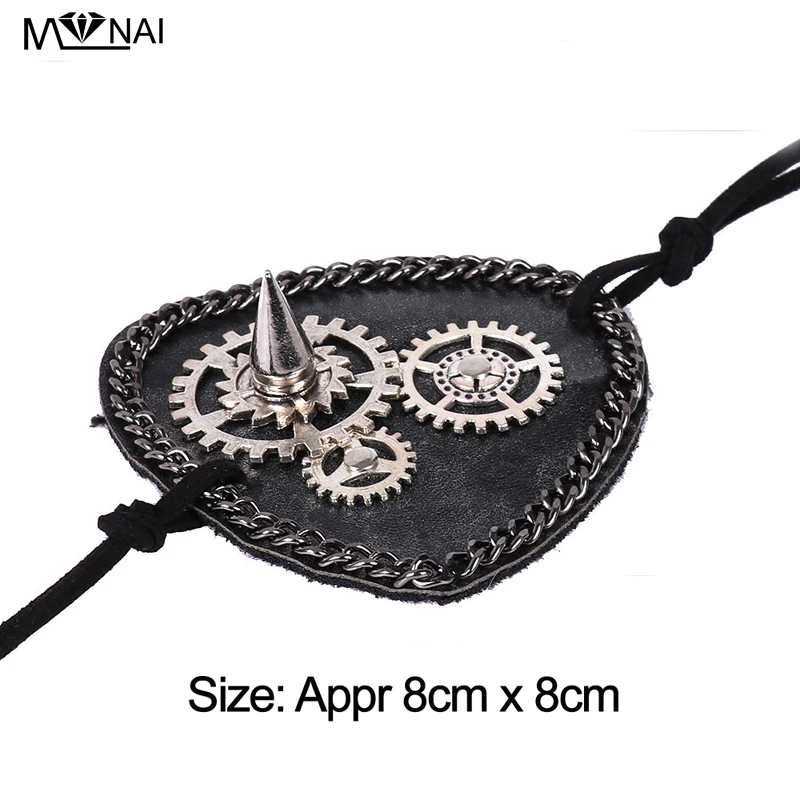 Steampunk Gear Eye Patch Gothic Chain Leather One-Eye Mask Retro Cosplay Accessories