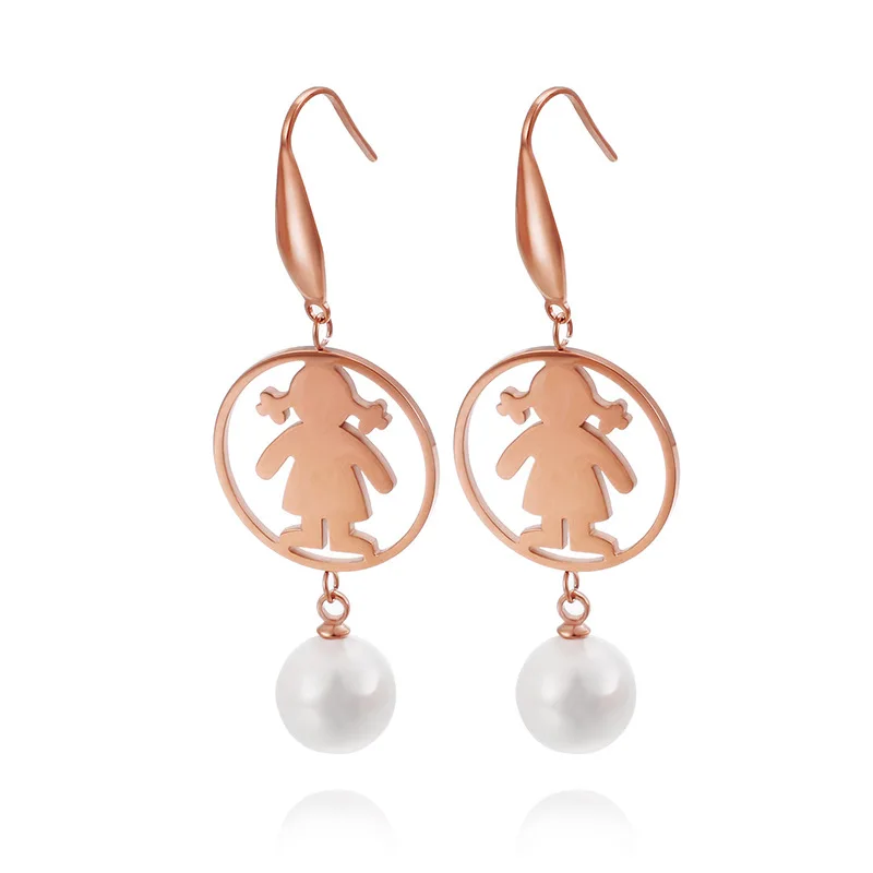 Модные женские цветные серьги из розового золота серьги-подвески нержавеющей