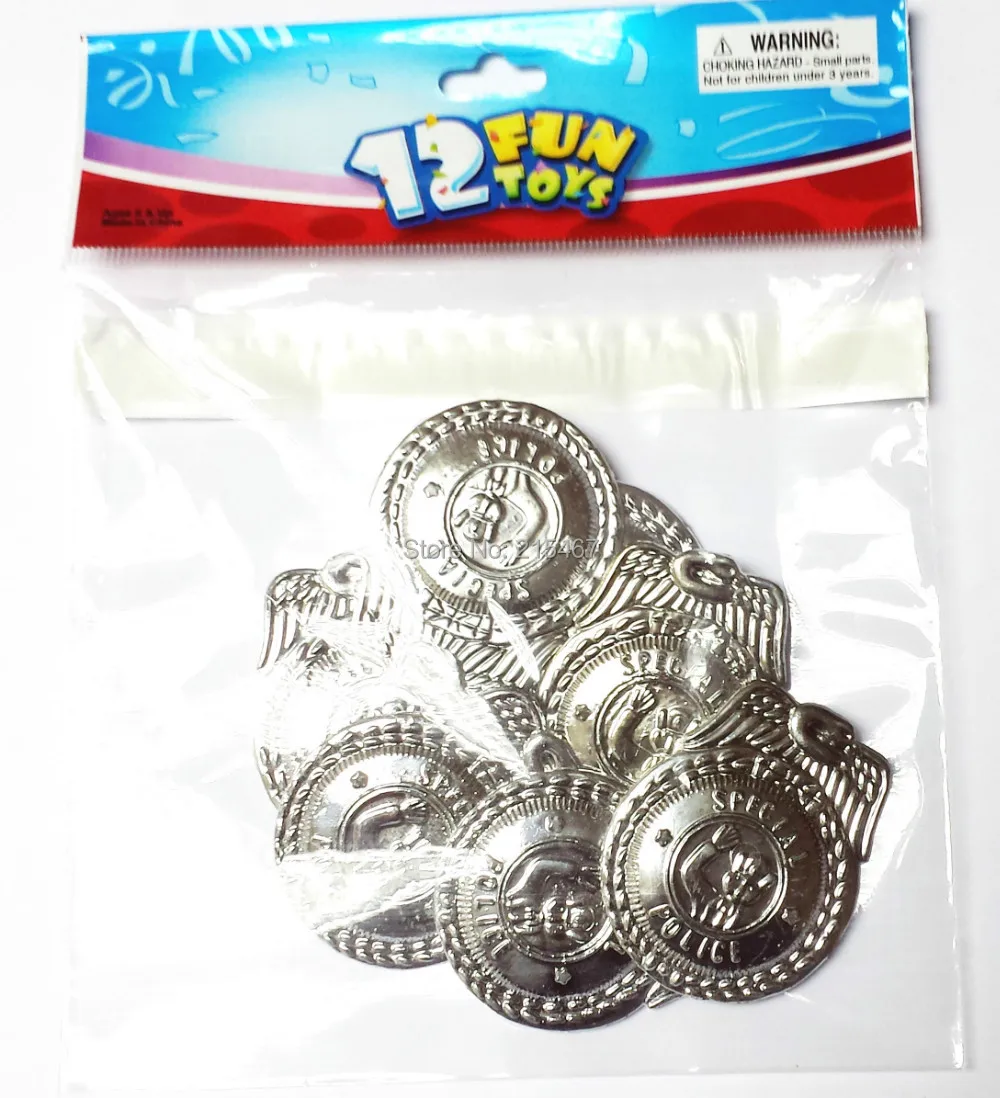 12 шт. веселая сумка пластиковые серебряные значки шерифы 5 см полиция пината для