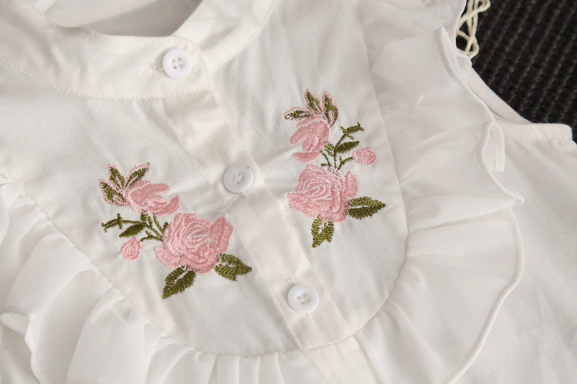 Шифоновая футболка и шорты для девочек с цветочной вышивкой|children clothing|clothing fashionsuit