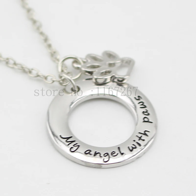Ожерелье с принтом Мой ангел лапками серебряное ожерелье собачьей лапы