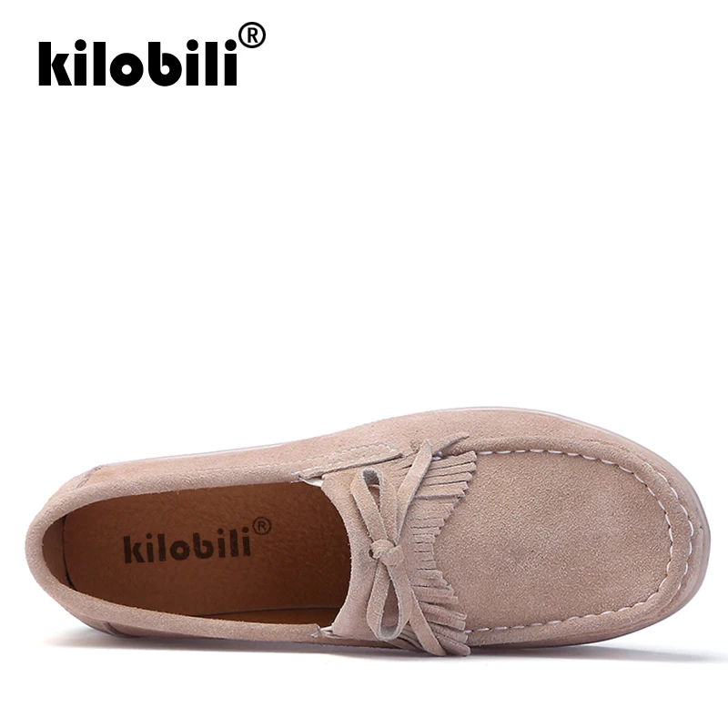 Kilobili/2019 Весенняя женская повседневная обувь из замши натуральная кожа на