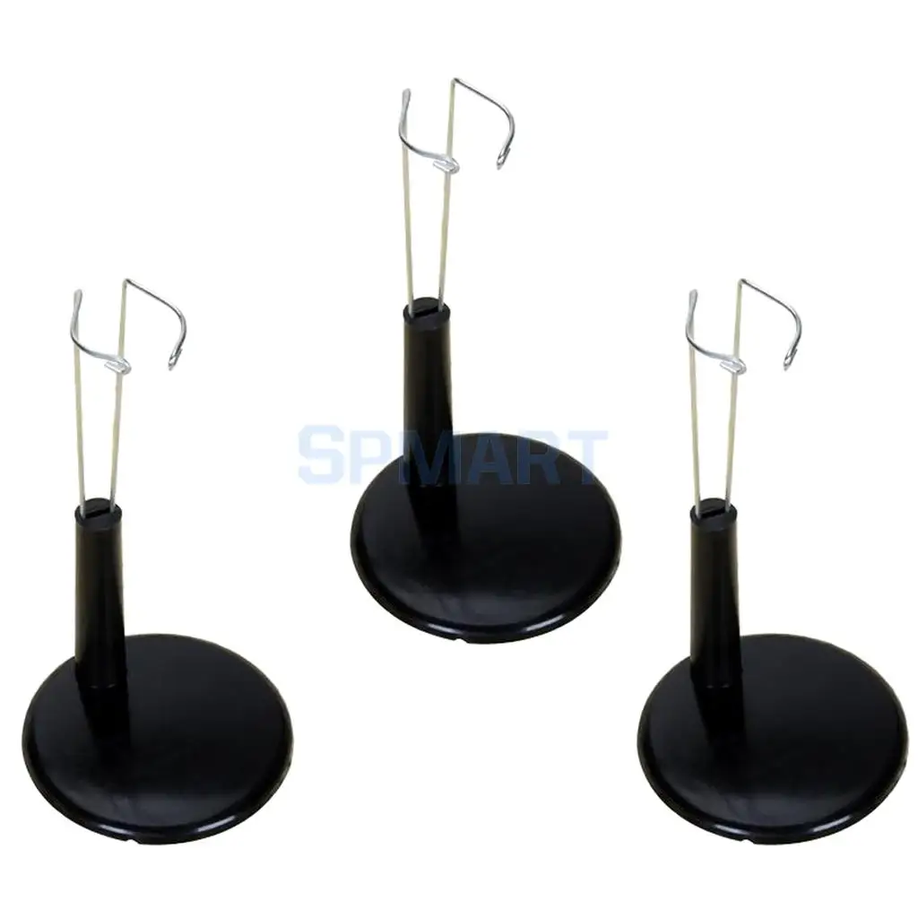 3x Black Adjustable Doll Bear Stands Display Holder Plastic Base 11-14cm for Teddy Suitable Dolls and Action Figures | Игрушки и хобби