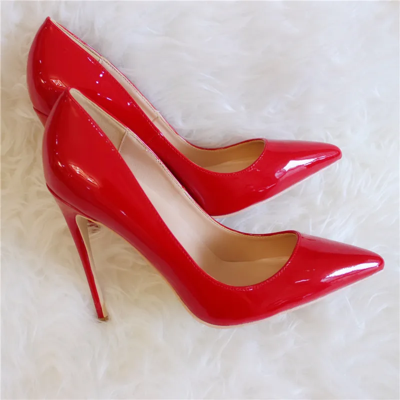 

Free shipping fashion women Pumps Red patent leather Pointy toe high heels shoes size33-43 12cm 10cm 8cm Stiletto heeled