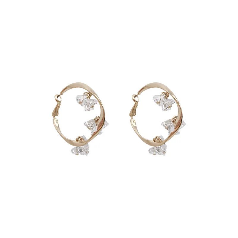 Модные женские серьги 2019 винтажные с кристаллами большие круглые геометрические