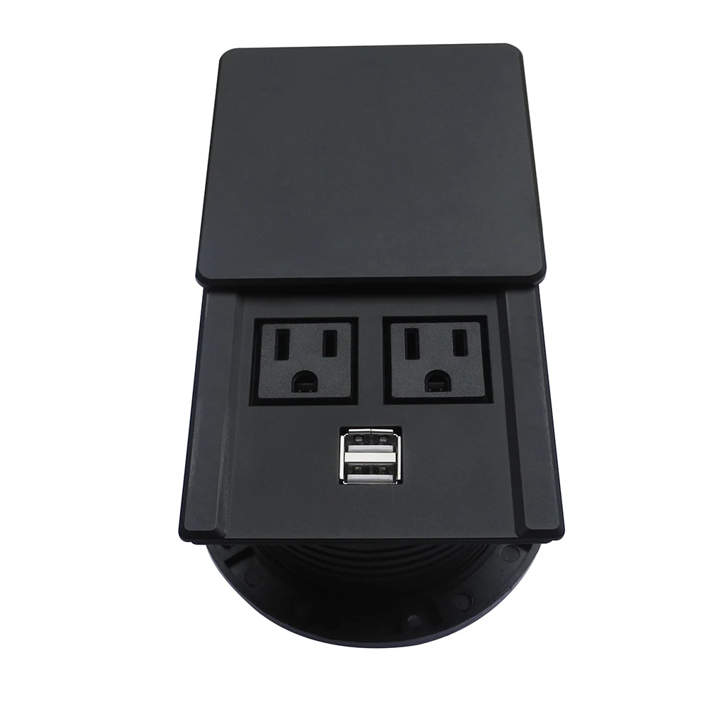 Desktop power Grommet Data Center настольная розетка с 2 портами usb скрытый дизайн(черный