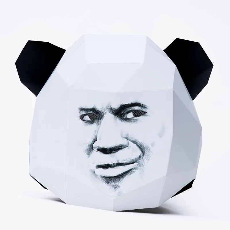 Маскарадные маски Хэллоуин маска голова панды смайлик посылка Masker вечерние Косплэй животных DIY Творческий Бумага маска Забавные тушь - Цвет: d