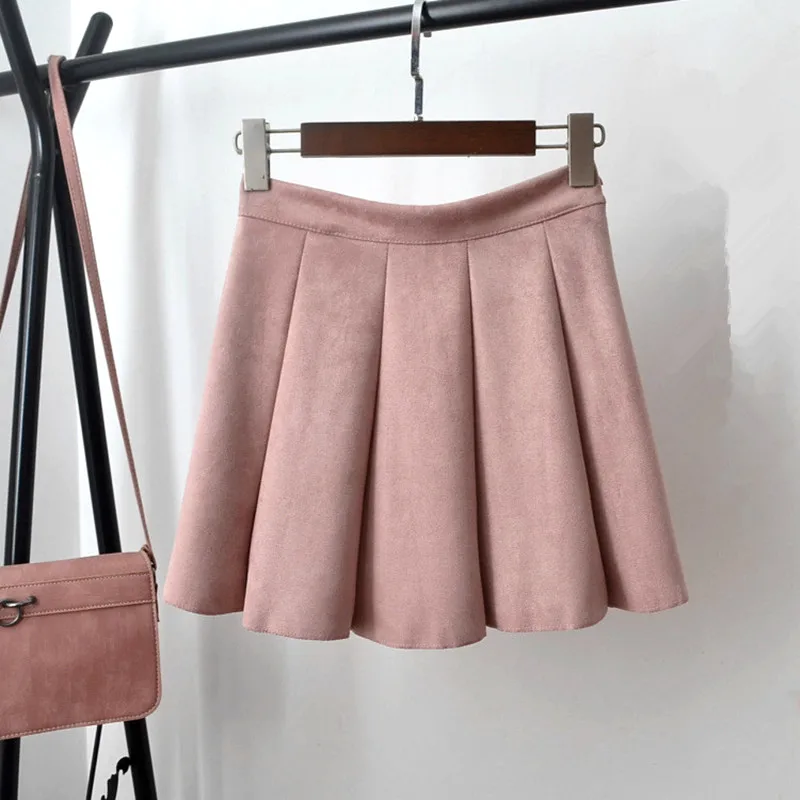 MUMUZI preppy style pleated skirt Fashion streetwear short suede 2021 New spring mini skirts womens saias | Женская одежда