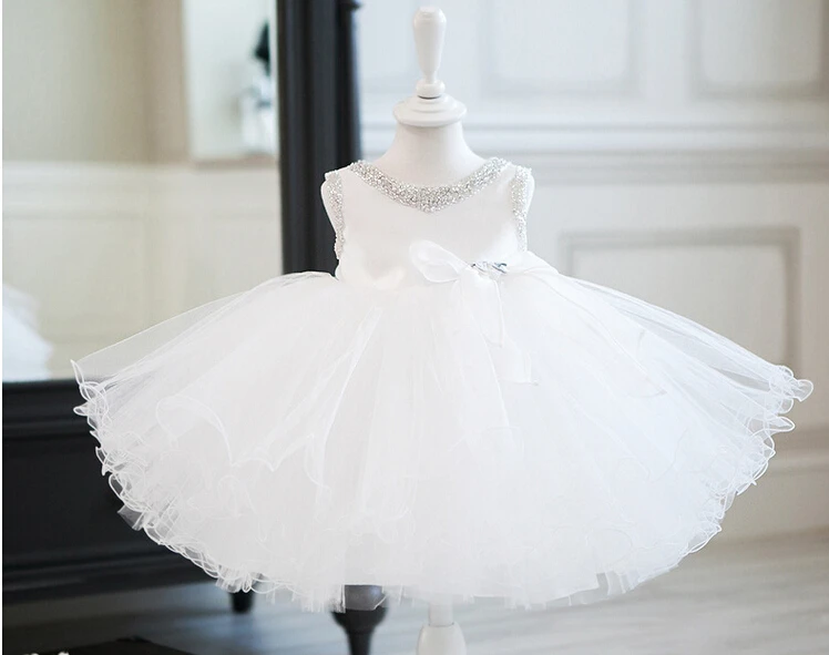 Elegant Summer girl birthday dresses toddler pearl tutu flower for weddings white/black baptism 2-11Y | Детская одежда и обувь