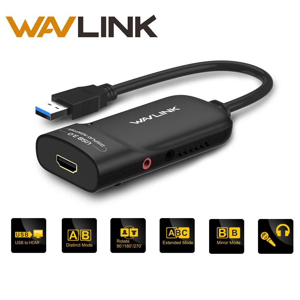 Wavlink USB 3 0 к HDMI видео графический адаптер Дисплей несколько мониторов 1080P внешняя