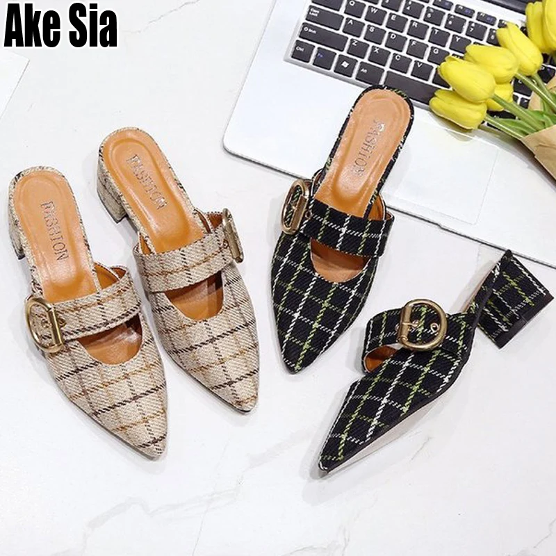 Новые женские туфли-мюли Babouche с острым носком пряжкой полупотертостями без