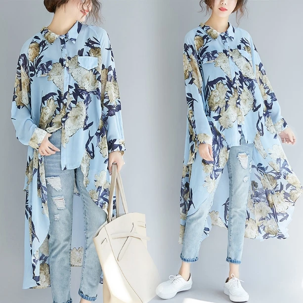 Big size women's wear slightly fat MM spring and summer all sets of loose sunscreen clothes are irregular J20190100142 |