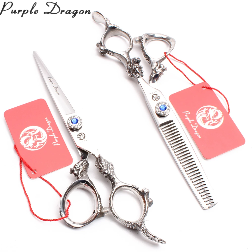 

9004# 6" 440C Silver Purple Dragon Haircut Scissors Barber Scissors Cutting Shears Thinning Scissors Professional Hair Scissors
