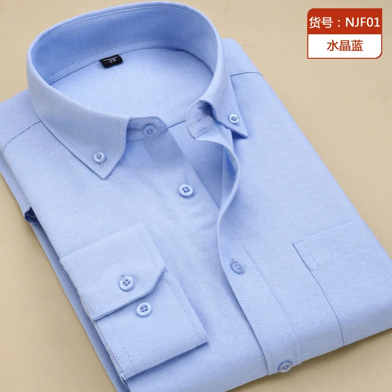 Light blue Оксфордская Мужская рубашка, белая, розовая, мужская рубашка camicas Social, однотонная, мужская, с длинным рукавом, облегающая, формальная, для мужчин, одежда - Цвет: Light blue
