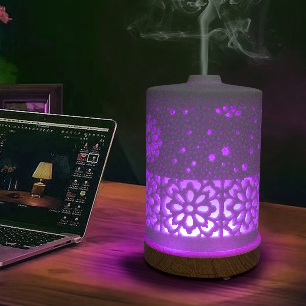 FUNHO 100ml Ultrasonic Ceramic Humidifier Atomization Plug-in Bedroom Silent Essential Oil Fragrance 7 Color Change Light Lamp | Бытовая