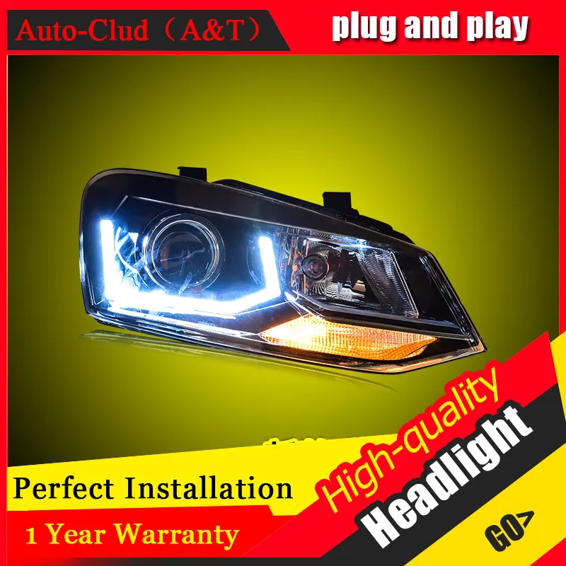 Автомобильный Clud автомобильный Стайлинг для VW POLO фары 2011 2016 polo Светодиодные ДХО