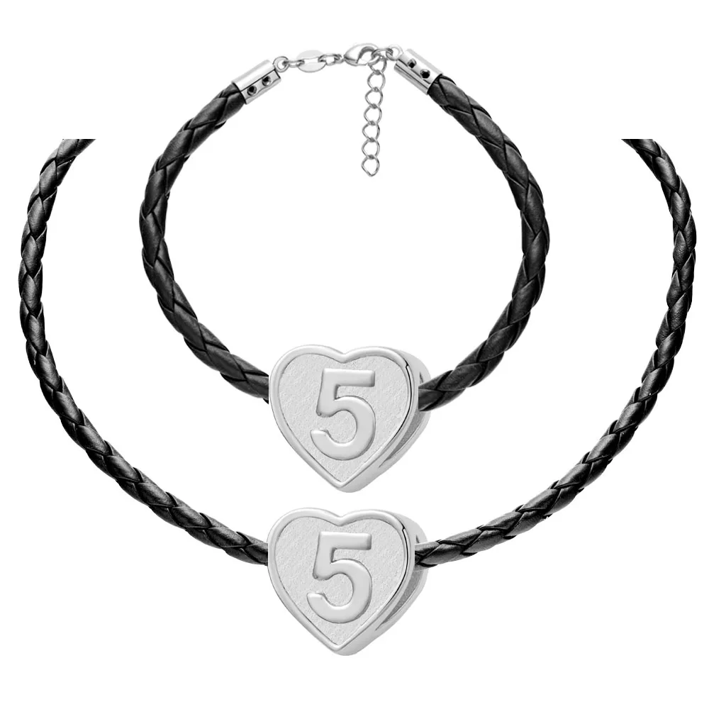 New Fashion Heart Number Jewelry Black Rope Set Silver Plated Snake Bracelets&ampnecklace For Women | Украшения и аксессуары