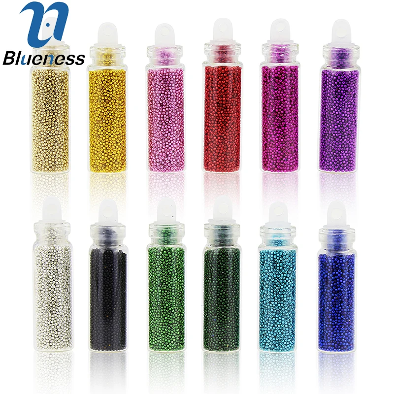 Blueness 12 штук/кор. цветов мини микро бусины для ногтей планшет 3D Маникюр амулеты