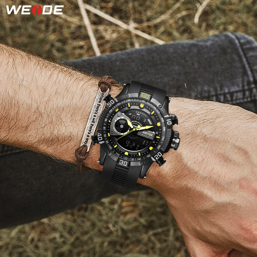 WEIDE мужские спортивные деловые цифровые часы с хронографом, лучший бренд, Роскошные мужские часы, модный кварцевый силиконовый ремешок, наручные часы