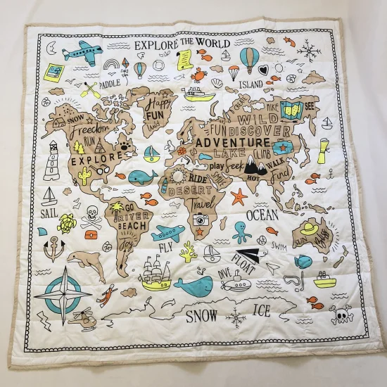120x120cm Органическая квадратная качественная стеганая карта мира проводник | очень большой органический игровой коврик для малышей и детей - Цвет: 120x120cm