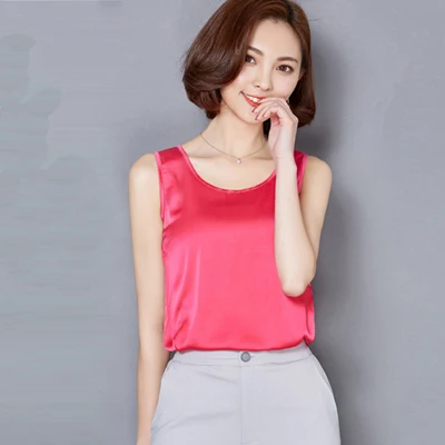 blouse women Шелковая блузка без рукавов размера плюс, женский летний топ, белые рубашки, корейские женские топы и блузки, Blusas Mujer De Moda, туника - Цвет: blouse women