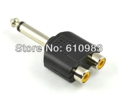 Оптовая продажа 1 шт. двойной гнездовой разъем RCA на штекер 6 5 мм Y-образный аудио