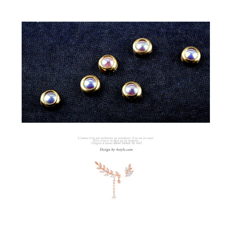 1 коробка AB бежевый цвет металлический край блеск гвоздики бусины для ногтей DIY