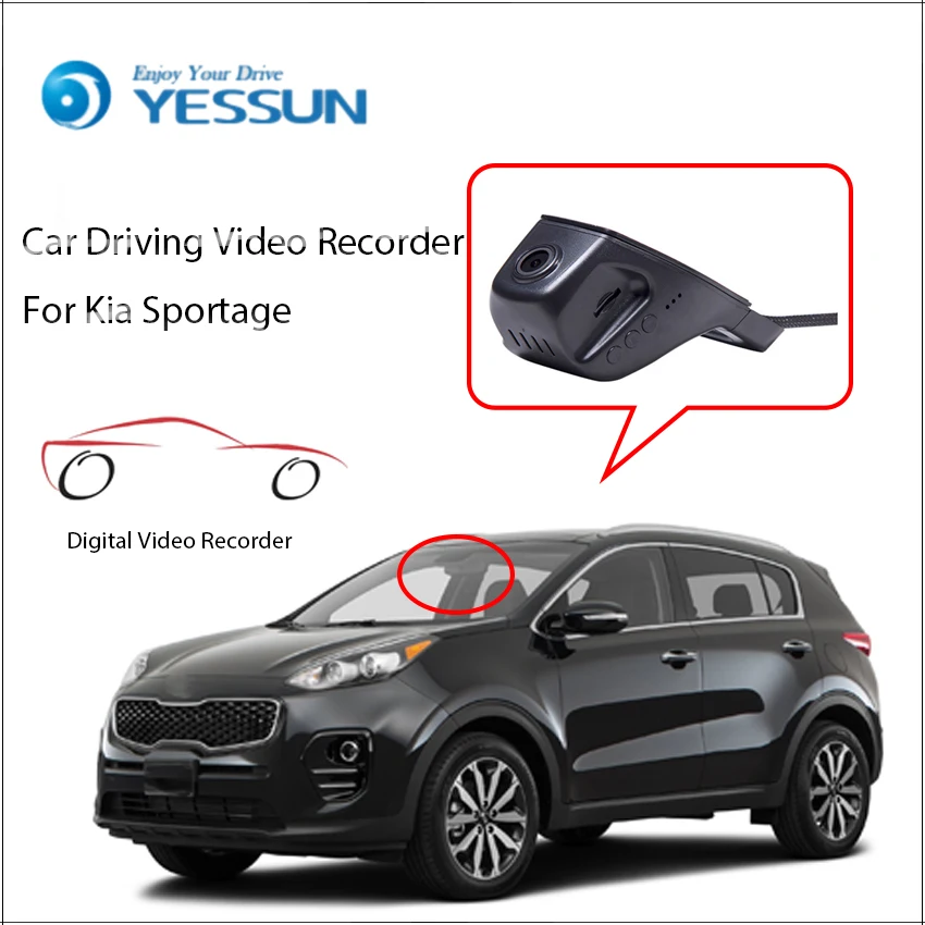 Автомобильный видеорегистратор YESSUN цифровой для Kia Sportage фронтальная камера HD 1080P