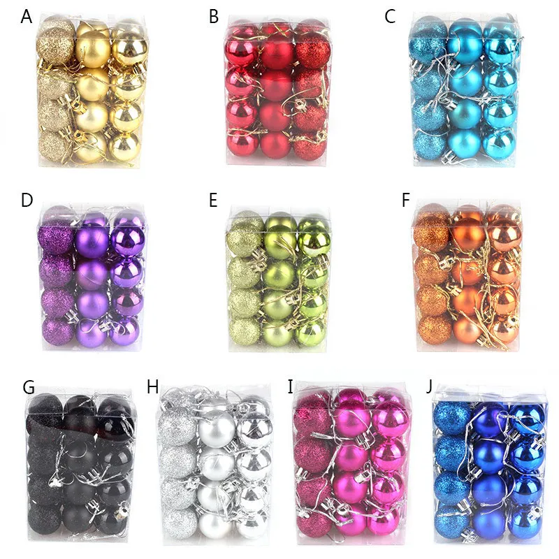 24Pcs/Lot Christmas Tree Ball Baubles Xmas Party Wedding Hanging Ornament Decoration Supplies 10 Colors|decoration supplies|decorative
