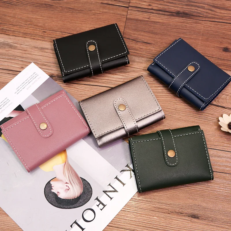 short three fold multi-card bit wallet European and American fashion buckle purse | Багаж и сумки