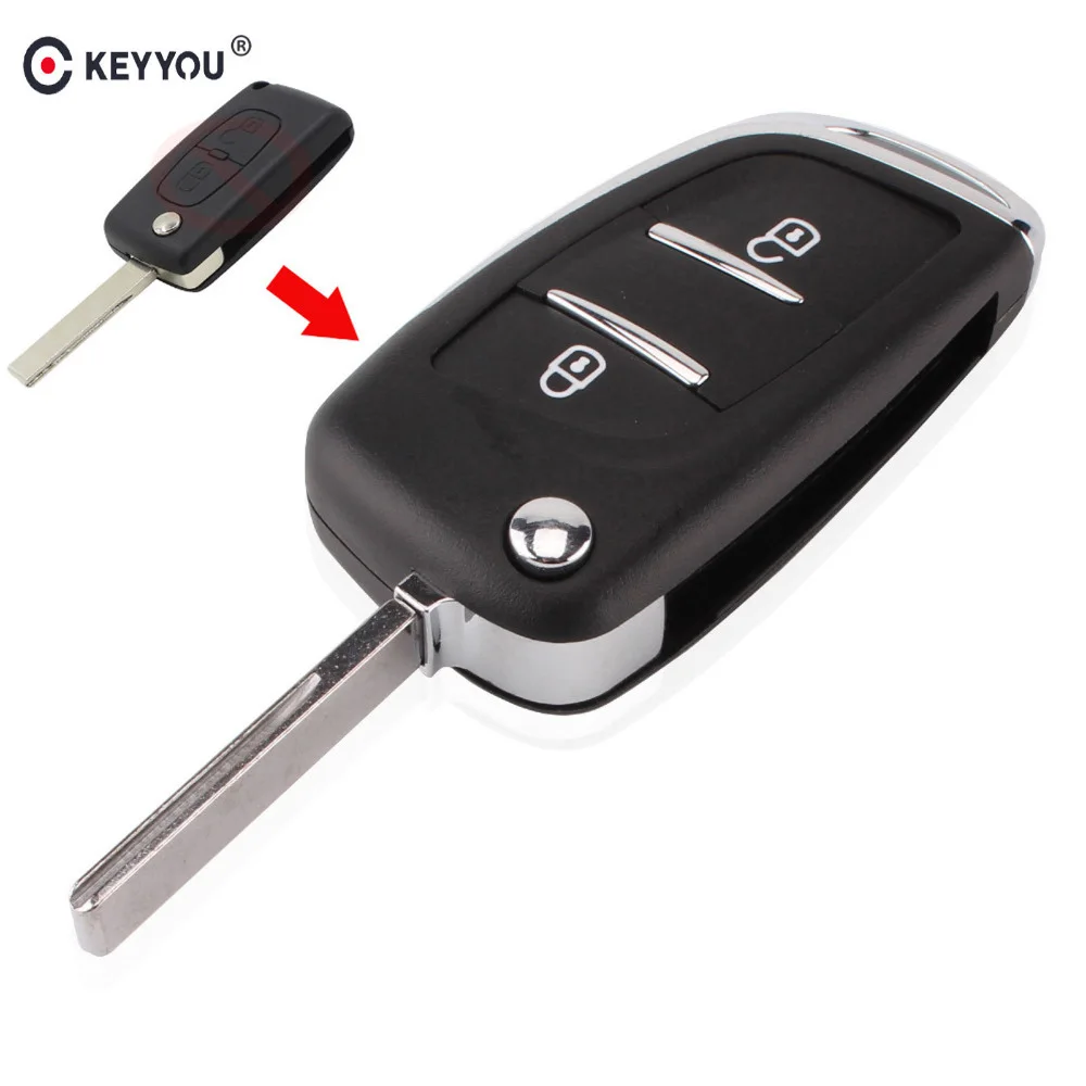 KEYYOU 2 кнопки модифицированный Флип складной дистанционный ключ чехол для peugeot 307 408 308 3008 2BT DKT0269 CE0536