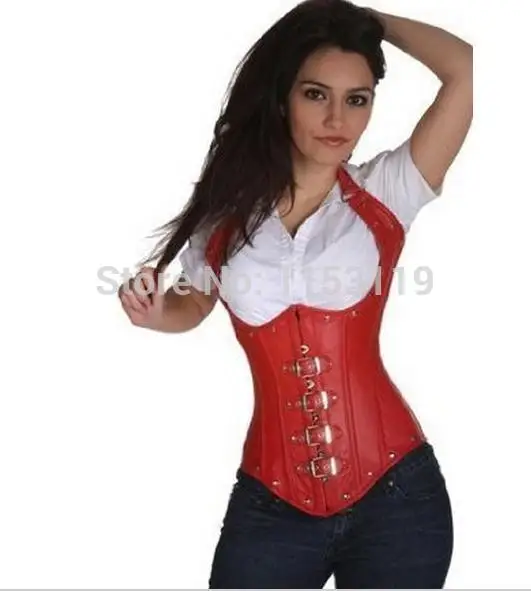 Women custom white Black red Faux Leather Under Bust Corset Gothic LC5144 Fashion + Free Shipping Cost Fast Delivery |