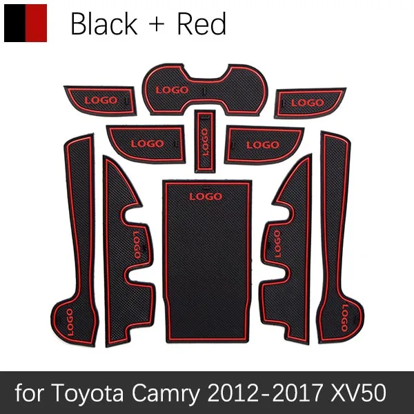 Camry 12-17 Red Противоскользящий коврик для Toyota Camry 2012- 7 Gen XV50 Altis Aurion 50 MK7 слот для ворот противогрязный Коврик для двери - Название цвета: Camry 12-17 Red
