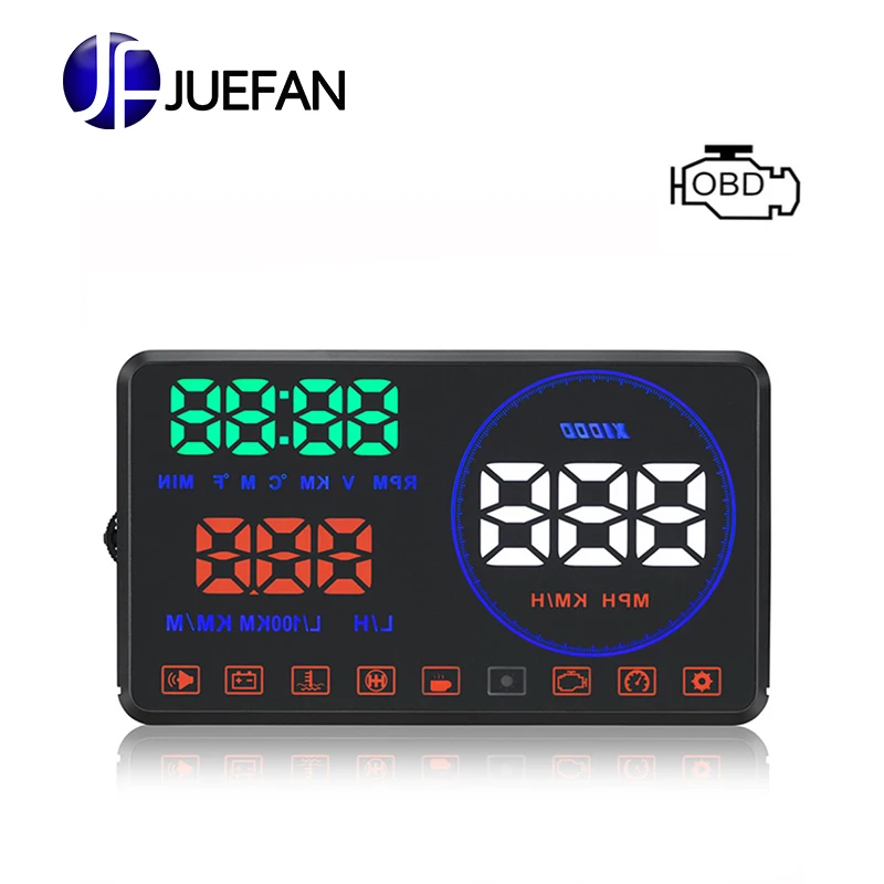 JUEFAN M9 OBD II HUD проектор Plug and play автомобильный скоростной дисплей лобовое стекло