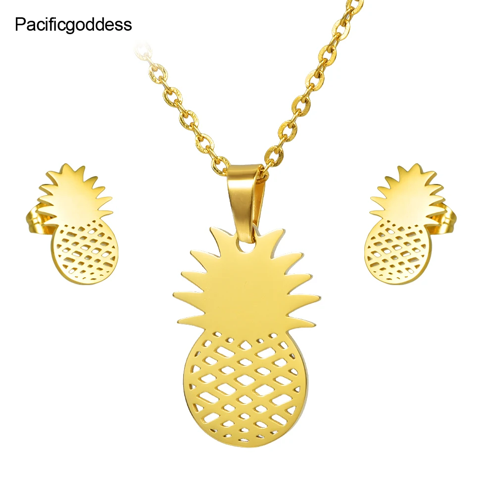 

Pinnaple Sharp Earrings And Necklace Pendant Jewelry Set Wedding
