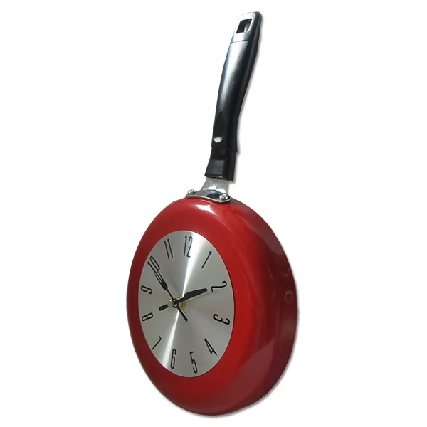 Wall Clock Metal Frying Pan Design 8 Inch Clocks Kitchen Decoration Novelty Art Watch | Дом и сад