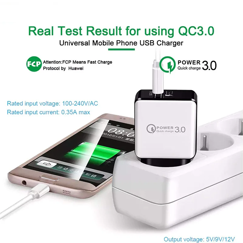 ЕС Plug QC 3,0 быстрый USB Зарядное устройство Путешествия стены Зарядное устройство Быстрая зарядка для Samsung Galaxy S5 S6 S7 Edge S8 S9 iPhone 5 6 7 8 плюс X