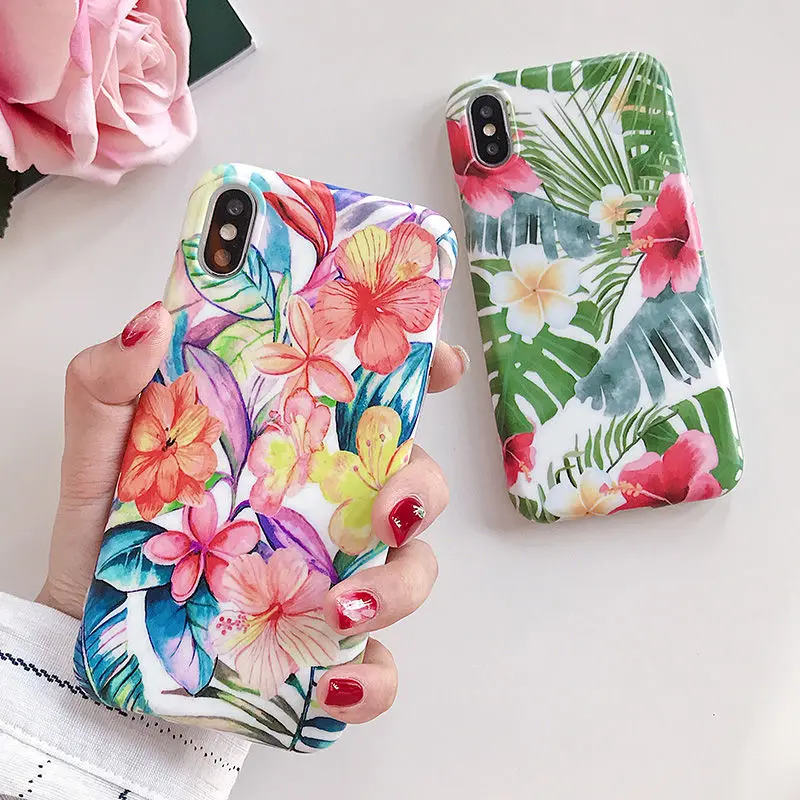 Винтажные чехлы для телефонов с цветами и листьями для iPhone 11 Pro XR XS Max 8 7 6 6S Plus, мягкие летние чехлы с растениями для iPhone X XR 11 Pro Max