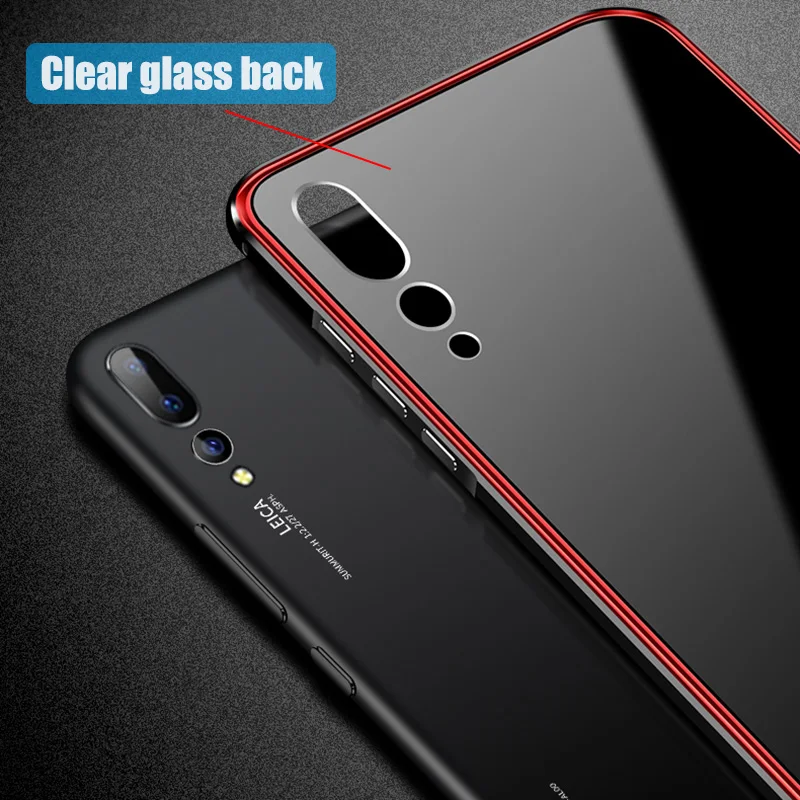 BFOLLOW Роскошный металлический чехол для huawei P20/P20 Pro прозрачное закалённое стекло