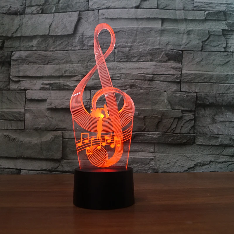 Музыкальная нотация лампа 3D Ночник детская игрушка LED сенсорная настольная 7