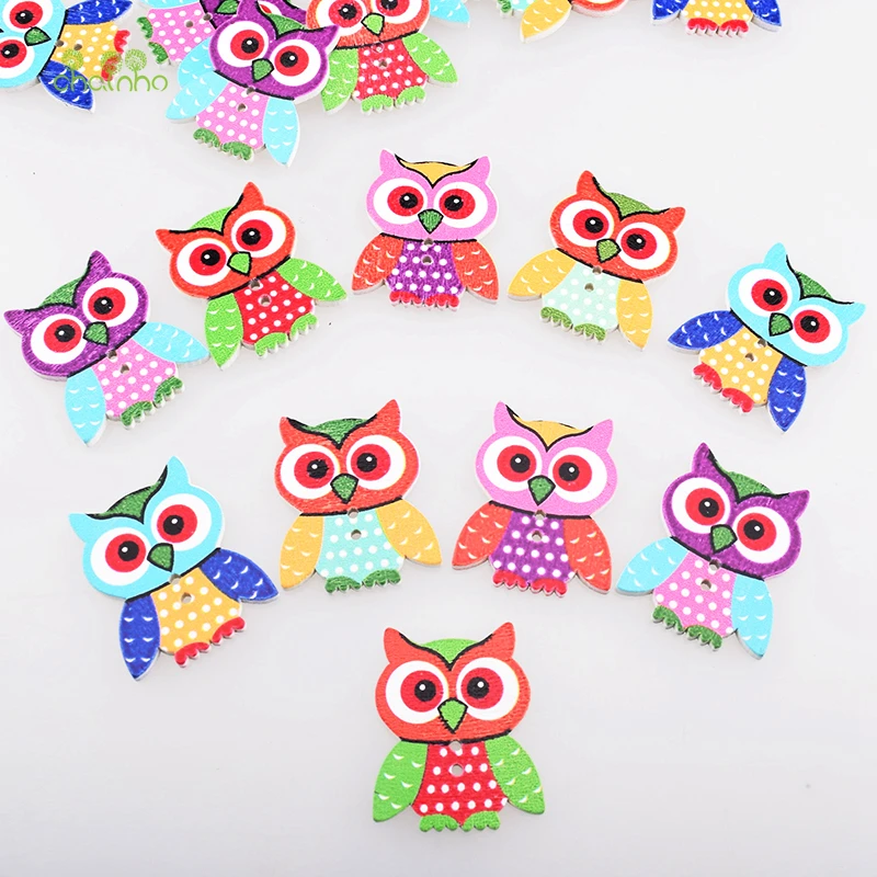 MoTiRo деревянные кнопки смешанные цвета серия Совы лоскутного