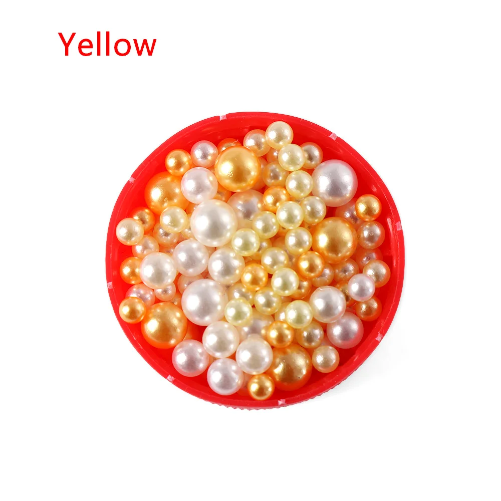 Yellow 500 шт./пакет новые модные разноцветные туфли-лодочки Радуга Цвет Круглый УФ Искусственный жемчуг из смолы бусины без отверстия бусины ювелирные изделия Изготовление поделок своими руками - Цвет: Yellow